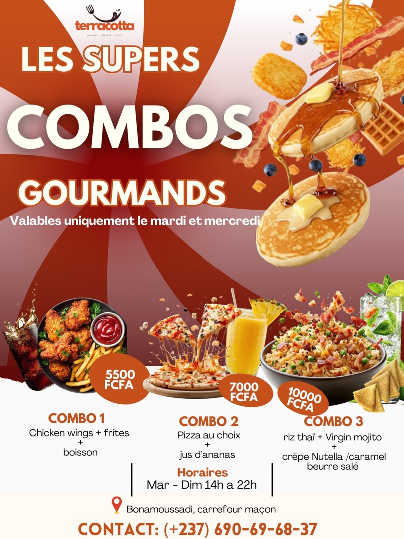 Les Supers Combos gourmands du mardi et mercredi chez Terracotta